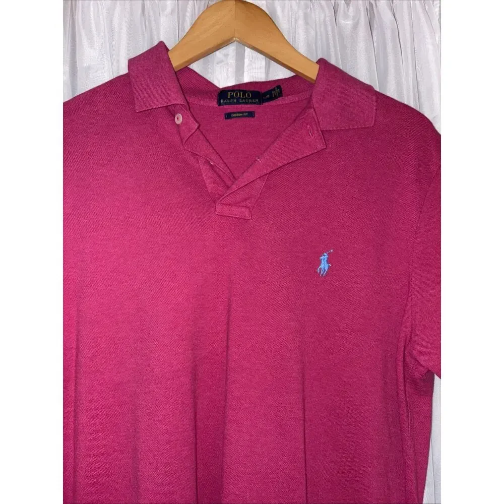 Polo Ralph Lauren Polo Shirt Men’s Sz L Slim Knit Short Sleeve Pink Golf Summer